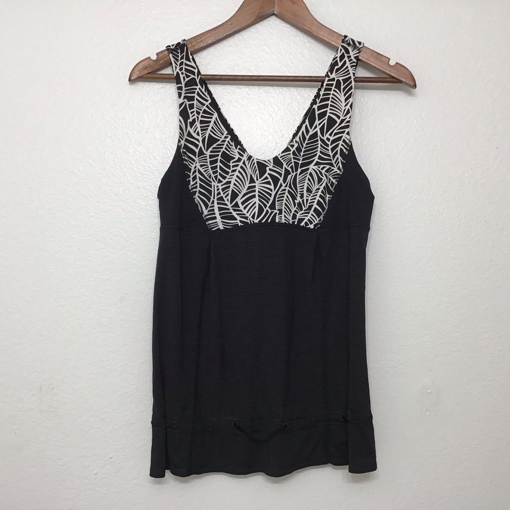 LULULEMON Women’s C5 Palm Print Black Tank Top SZ8